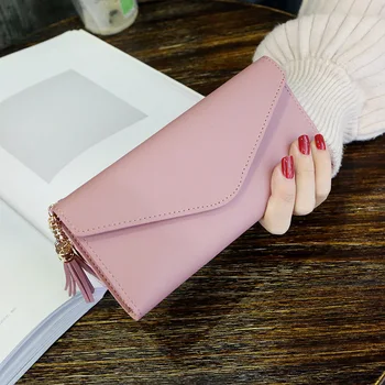 

New Style Wallet Women's Wallet Fashion Simple Tassels Card Bit More Women's Buckle Wallet Women