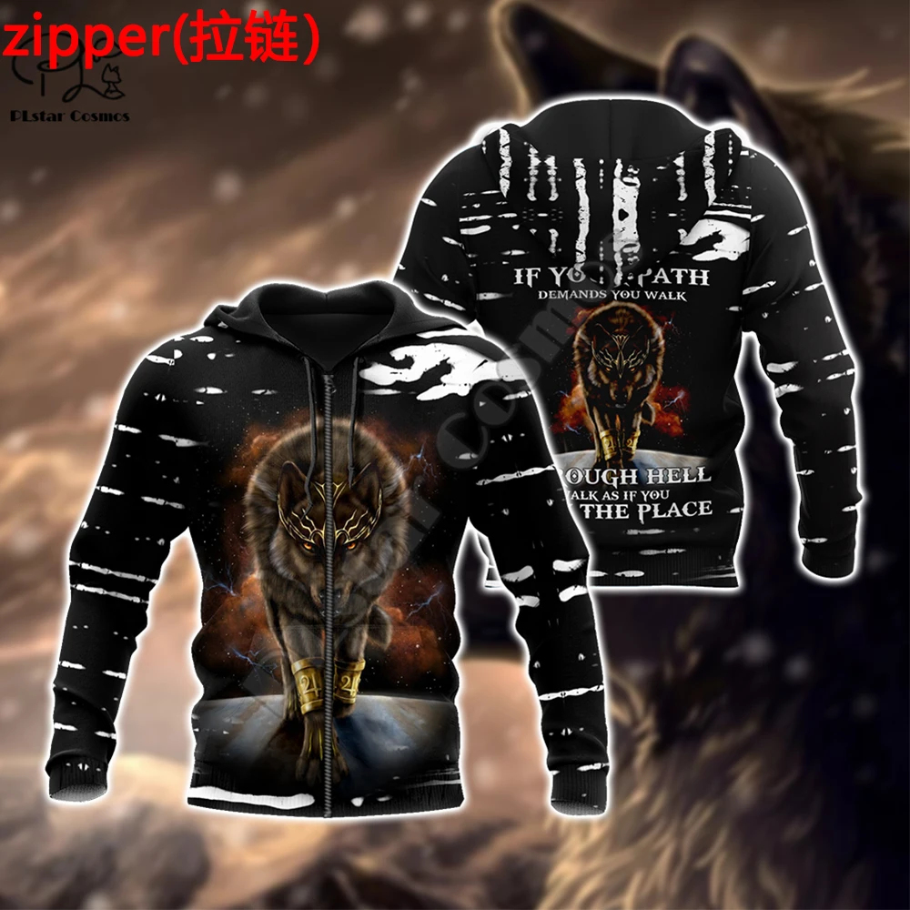 PLstar Cosmos Animal Wolf Hunting Fenrir Tattoo Tracksuit Pullover NewFashion 3DPrint Men/Women Casual Jackets Zipper Hoodies 27