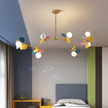 

Nordic Lighting Kitchen Luminaire Modern Cartoon Glass Chandelier Ceiling Pendant Living Room Hanglamp for Kids LED Bulbs E27 AC