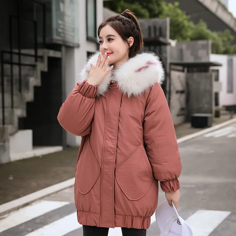 

Down Jacket Cotton-padded Clothes Women's Mid-length Korean-style Loose-Fit Coat 2019 New Style Hot Selling Thick Fabric Winter