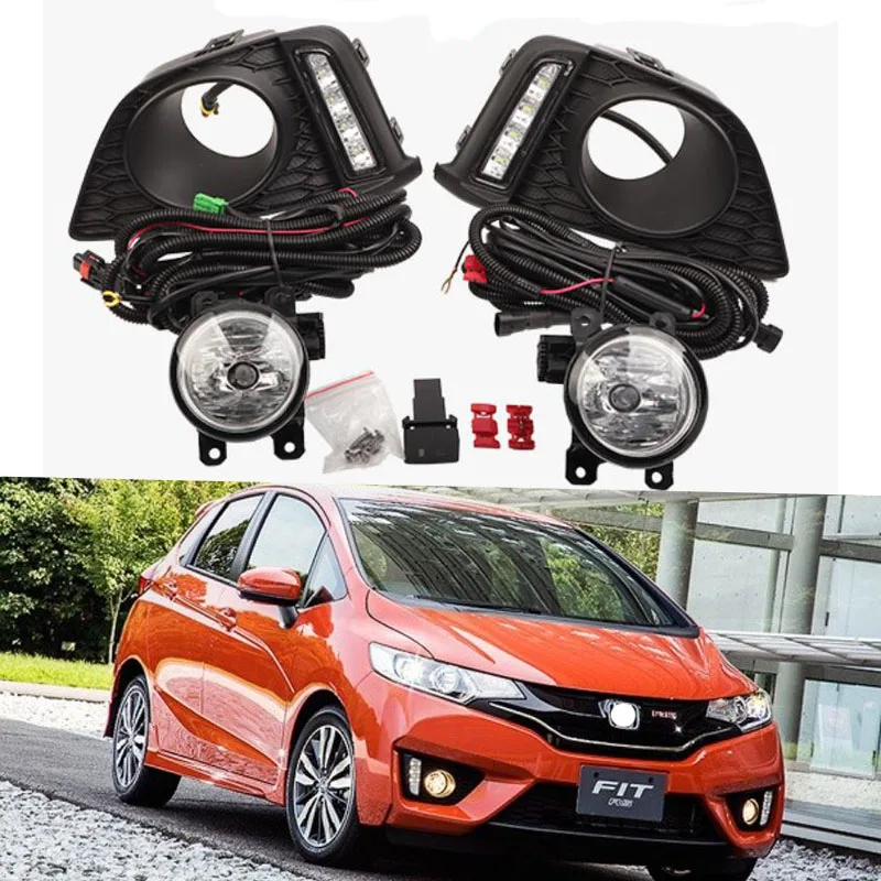 

Car LED Fog Light Assembly For Honda Fit GK5 2014-2017 Front Bumper Headlight Bulb Daytime Running Light Accessories