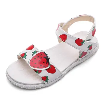 

Girls Open Toe Beach Sandals Summer Children Fashion Casual Soft Strawberry Print Princess Beach Shoes Little Kids Toddler Shoes