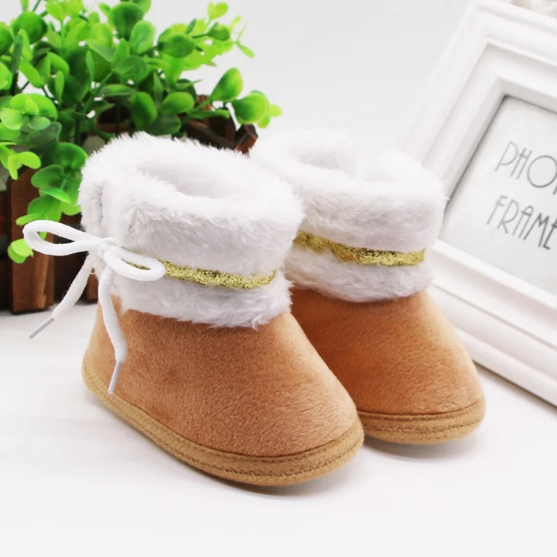 Spring Winter Baby Boots Soft Plush Ball Booties for Infant girls Anti