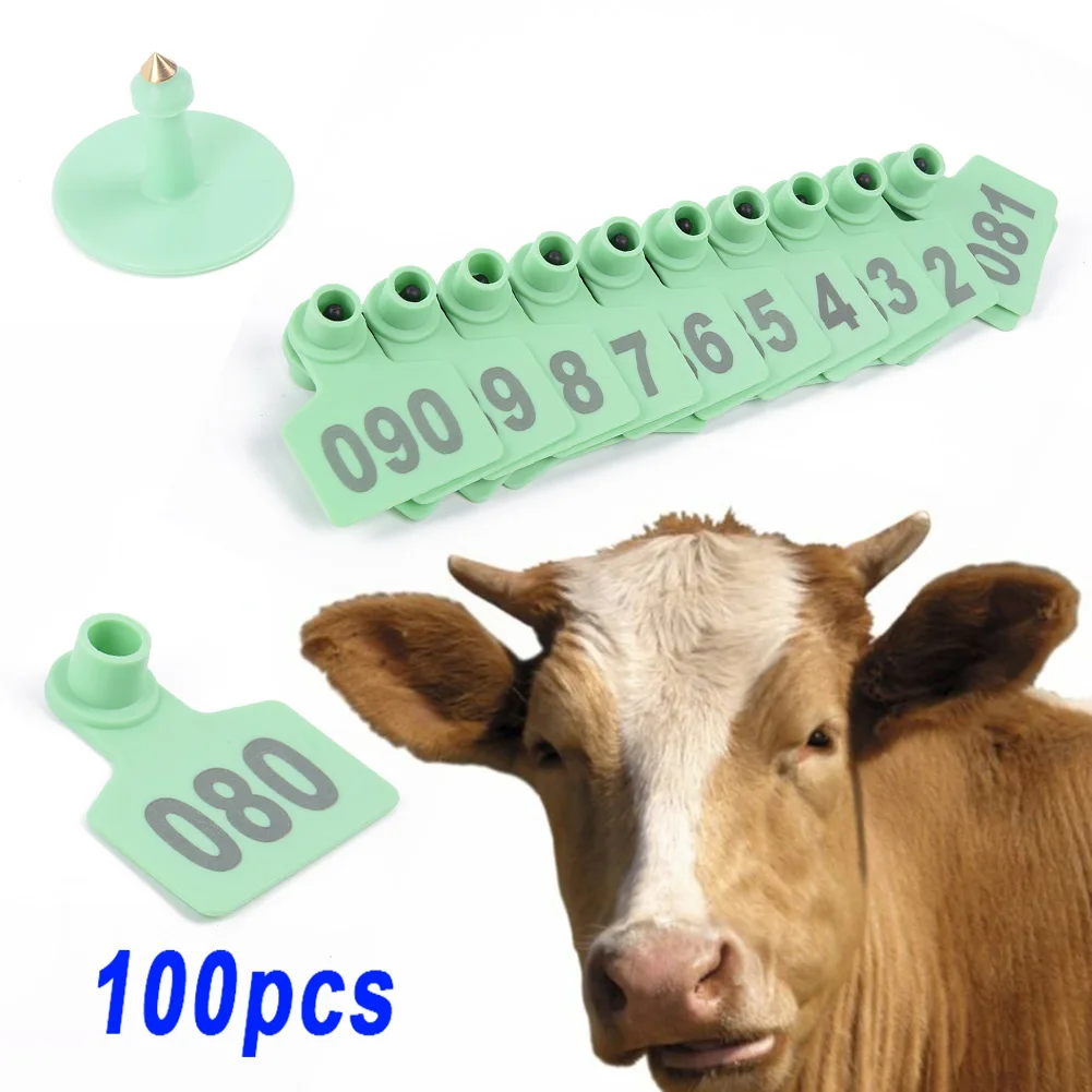 100 шт./компл. Животные Ушная бирка для крупного рогатого скота Коза свинья овец скота этикетки зеленый фурнитура