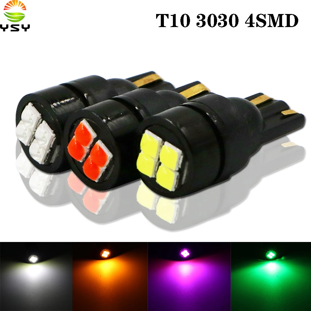 YSY 300 шт. T10 W5W супер яркий высокого качества 4 SMD 3030 светодиодный Авто парковочные огни автомобиль клин хвост боковые лампы Интерьер купольная лампа