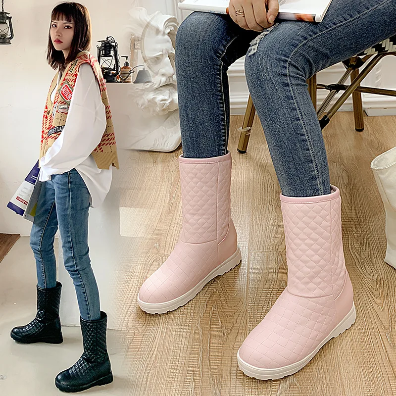 

219 Autumn And Winter New Style Korean-style Snow Boots Women's Liner Thick Warm Solid Color Tube of 3921