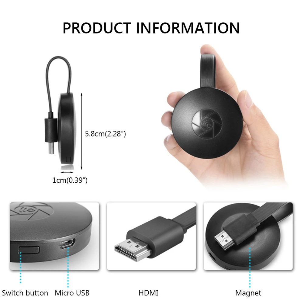 1080P WiFi Display Dongle Cast HDMI-Compatible TV Stick Screen Mirroring  Share Fit For iOS Android Airplay Miracast Phone to TV