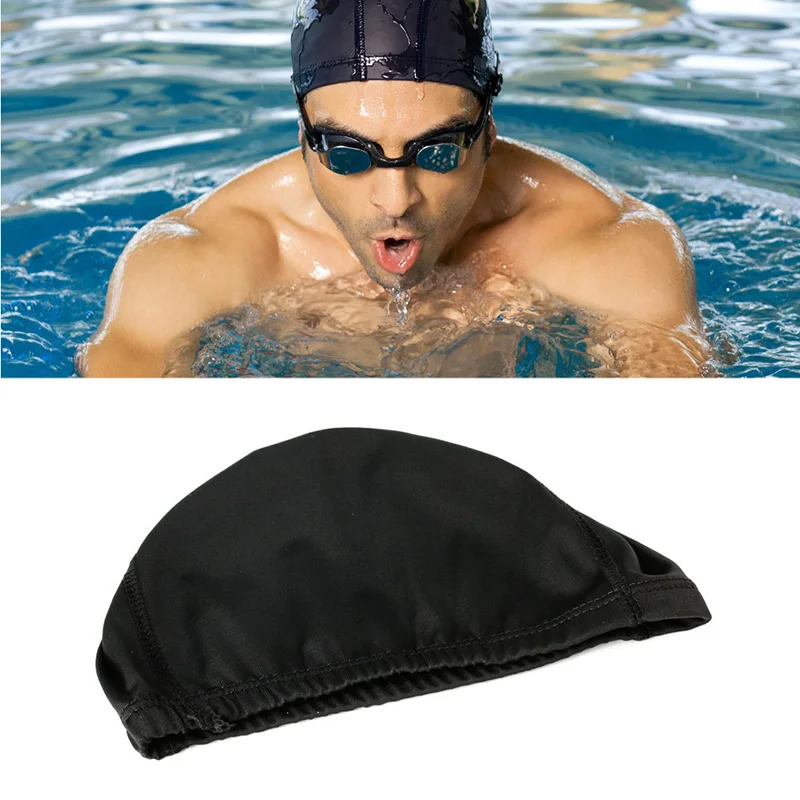 Men Women Durable Flexible Sporty Polyester Swimming Swim Cap Bathing Hat Unisex Q84C