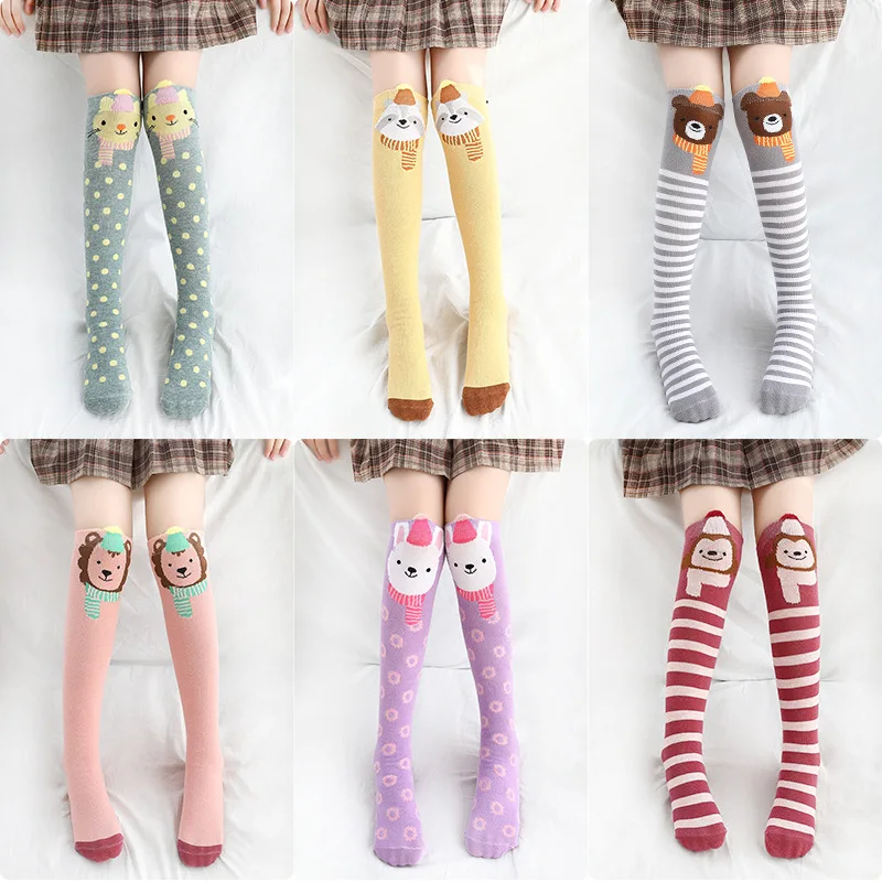 Cute Cartoon Children Socks Animal Bear Baby Girls Cotton Socks High Long Leg Warmers Socks Boy Girl Children Socks 3-12 Years