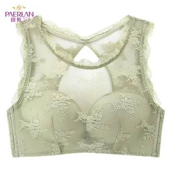 

PAERLAN Half 1/2 Cup Women's Underwear Back Closure Three Hooks And An Eye Floral Push Up Lace Bra Beautiful Sexy Pitted Bra