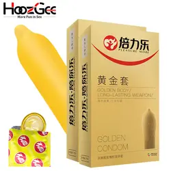 HoozGee Funning серии удовольствие более золотые презервативы Секс товары Сексуальное здоровье Мужчины презервативы 100 шт./лот