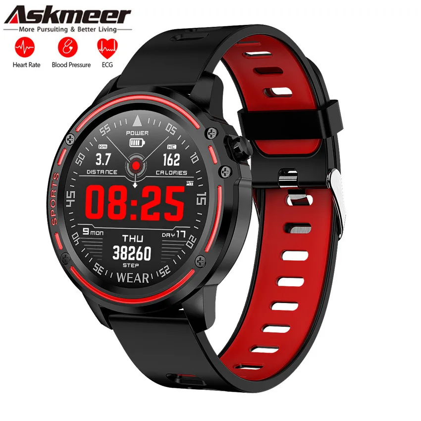 

ASKMEER L8 Smart Watch Men IP68 Waterproof Heart Rate Blood Pressure Sport Fitness Smartwatch with ECG PPG