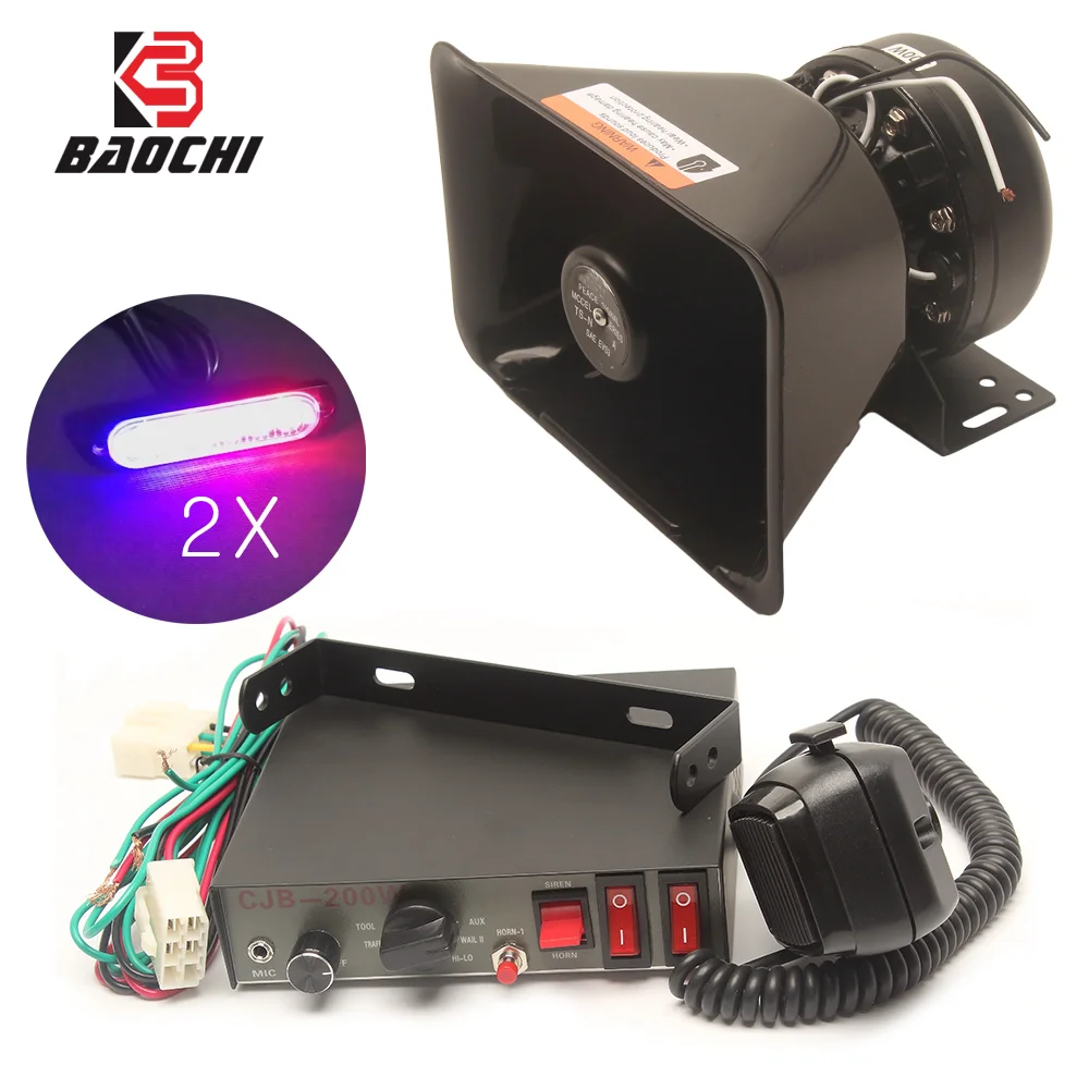 Universal200WCarPoliceSirenHornToneMICSystemMegaphone8Tones