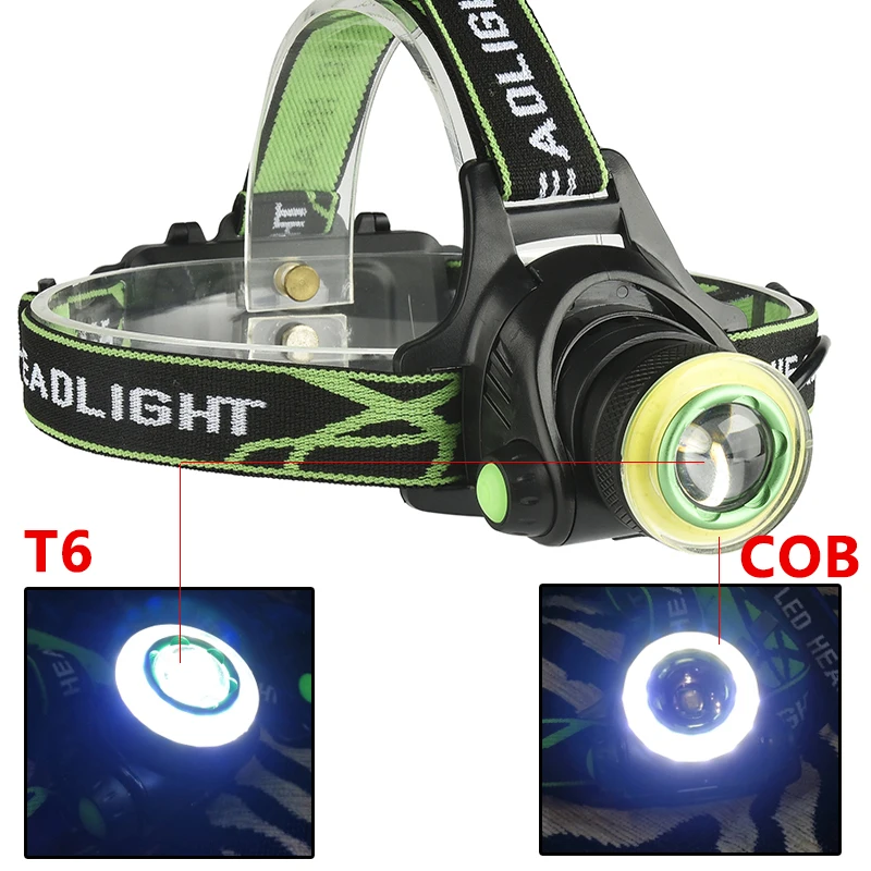 XM-L T6 & COB Led Headlamp Zoom Headlight 18650 Battery USB Rechargeable For Fishing Head Flashlight Lamp Torch Waterproof Light head flashlight cob headlamp