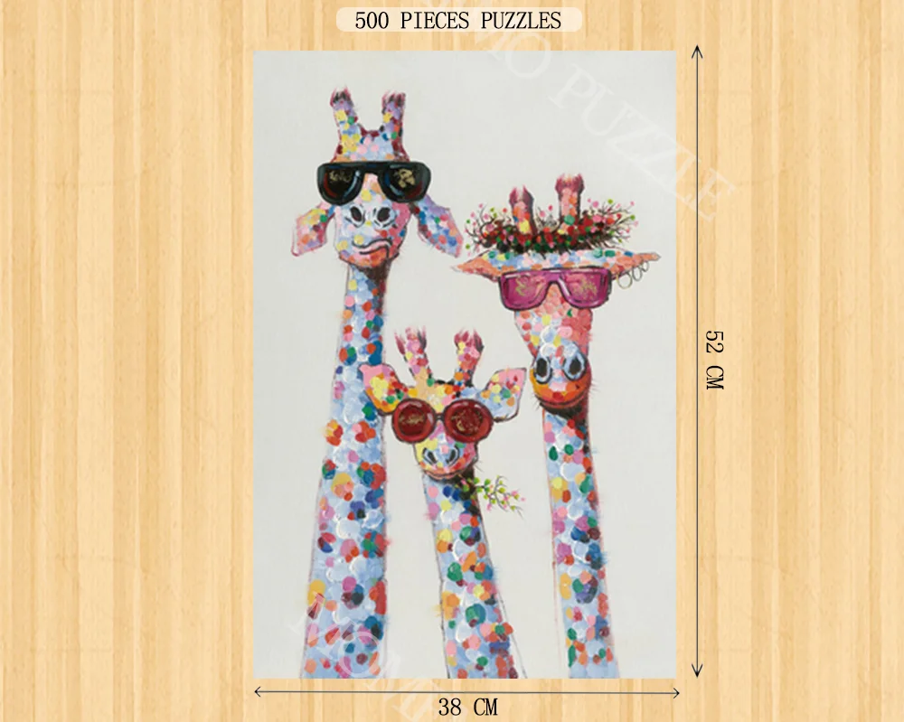 Модные игрушки-головоломки в виде животных 300, 500, 1000 штук, деревянные пазлы для взрослых, семейные головоломки в виде жирафа, сборные игрушки