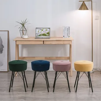 

Nordic wrought iron stool bar stool fashion creative bar chair makeup stool small bench home shoe changing stool footstool