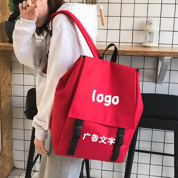 

2019 Advertisement Propaganda Backpack Men And Women Schoolbag Large Capacity Computer Backpack Printed Words Japanese Korean Tr