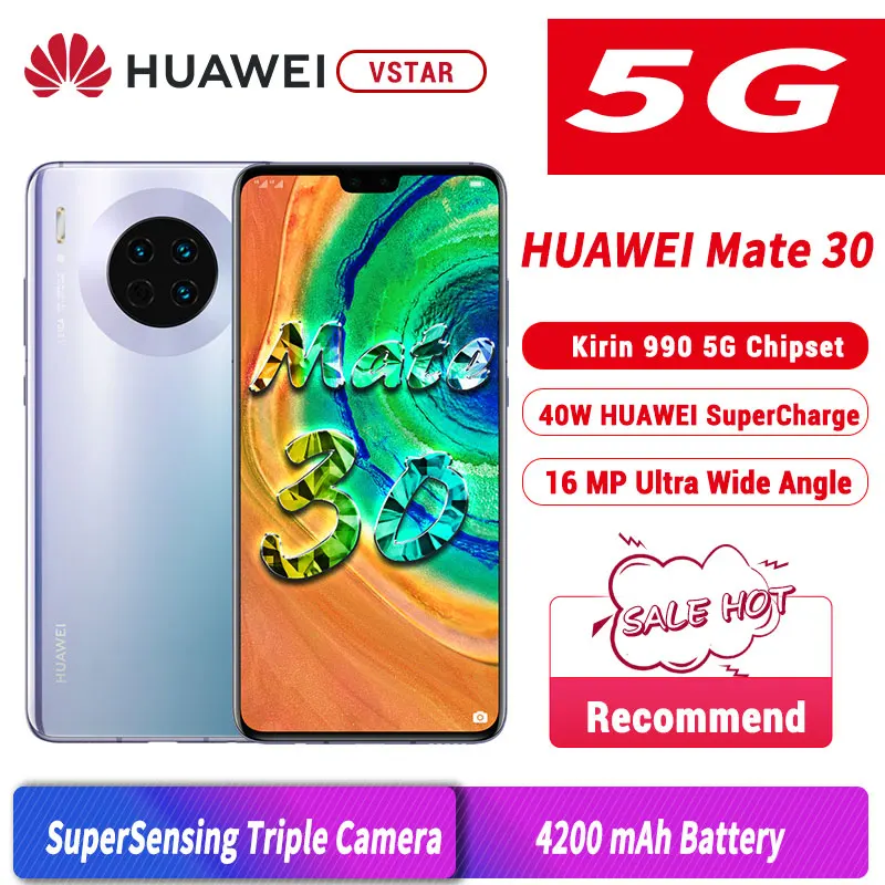 6 62 дюймов Оригинальный HUAWEI Mate 30 5G Версия Мобильный телефон Kirin 990 Android 10 0 в экран