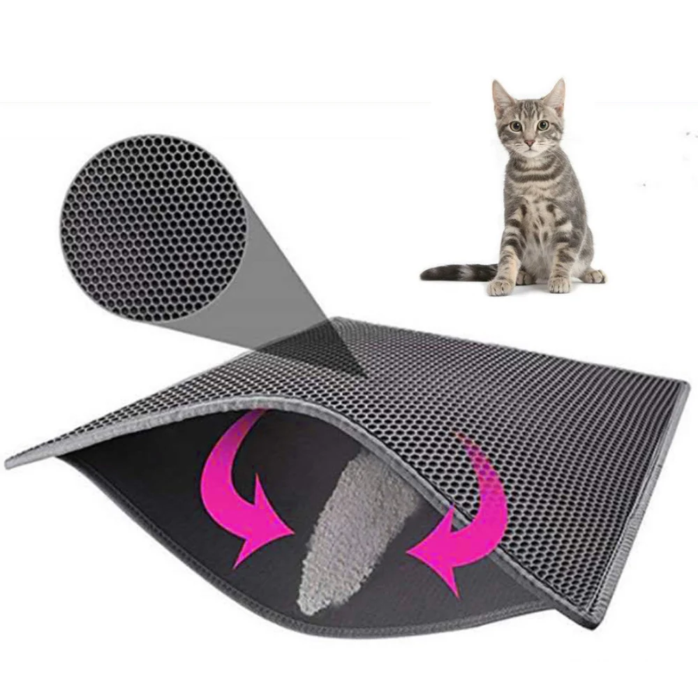

Pet Cat Litter Mat Waterproof EVA Double Layer Cat Litter Trapping Pet Litter Box Mat Clean Pad Products For Cats Accessories