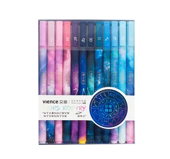 

12pcs Constellation Series Boxed Starry Sky Purple Gel Pen Cute Stationery Gifts For Children School Office Supplies