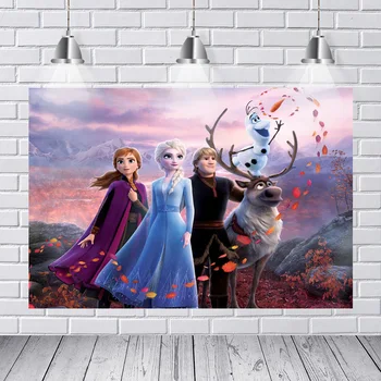 

Photography Backdrops New Frozen 2 Anna Princess Queen Elsa Olaf Snowflake Palace Custom Photo Studio Background Backdrop Vinyl