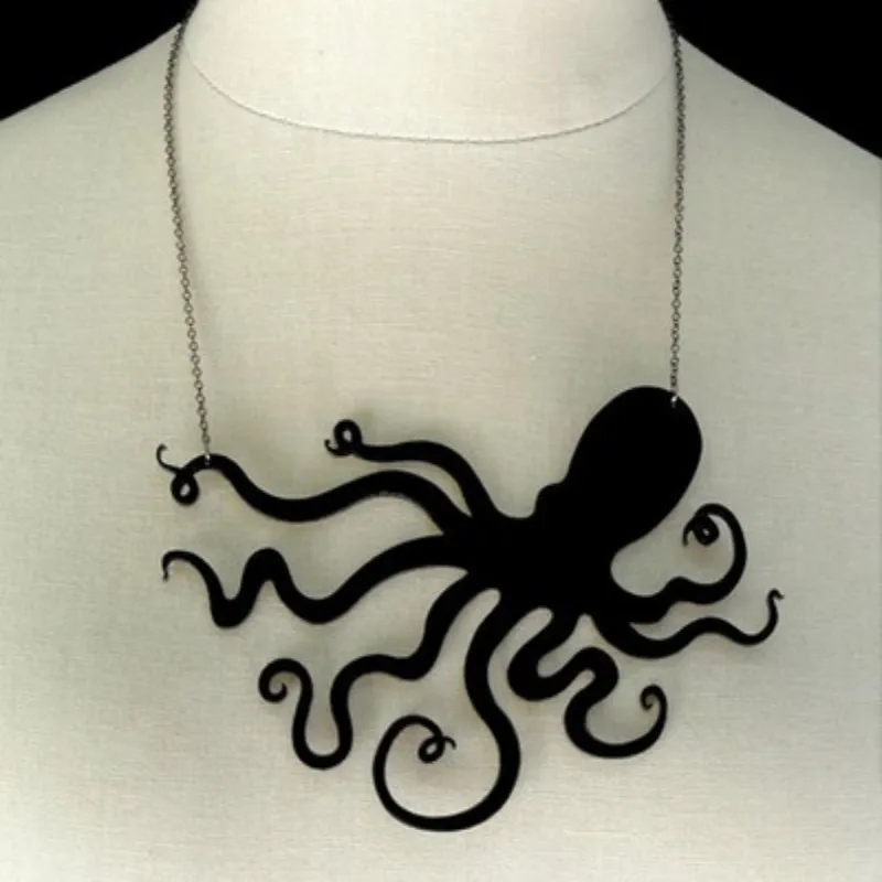 

Vintage Jellyfish Pendant Unique Octopus Sweater Chain Women Necklace Jewelry