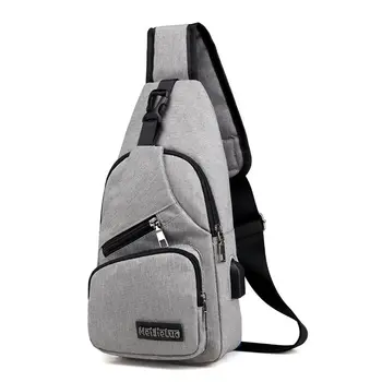 

Male Shoulder Bags USB Charging Crossbody Bags Multifunctional Canvas Theft Chest Bags Short Trip Messengers Bag 2020 new