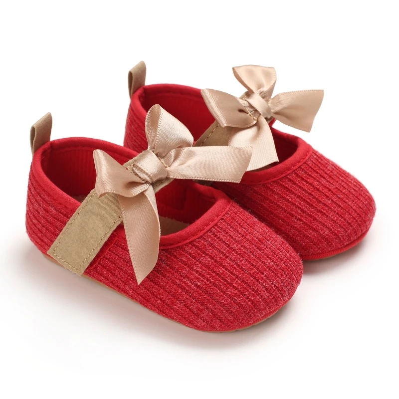 Baby Spring And Autumn Style Lovely Bow Solid Color Soft Sole Princess Shoes 0-18 Months Newborn Baby Casual Walking Shoes