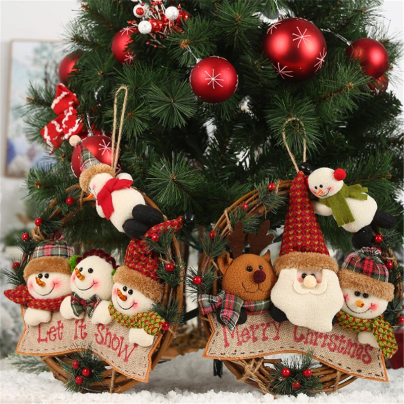 

2020 New Christmas Decorations Elderly Snowman Elk Cane Ring Pendant Small Work Cane Garland Ornament