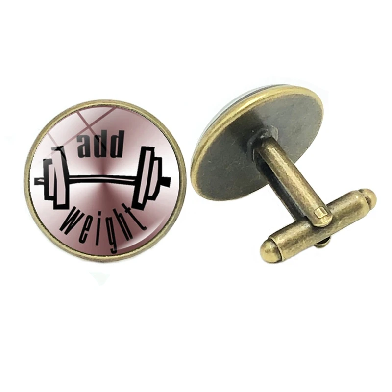 

New Jewelry Cufflinks Barbell Weight Creative Time Glass Convex Men's Cufflinks Gift High-grade French Shirt Sleeves Nails