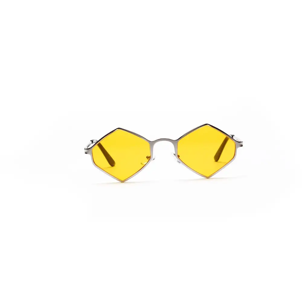 Red Son fashion small frame glasses polygon retro color sunglasses female new brand fashion designer sunglasses ladies UV40 - Цвет линз: Цвет: желтый