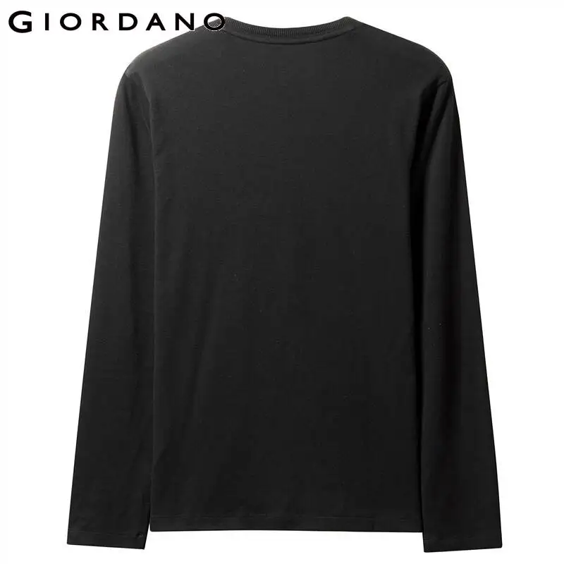 Giordano Мужская футболка Толстая хлопок с длинным рукавом мужская одежда с v-образным вырезом Slim Fit Camiseta Masculina Ropa Hombre De Marca 01029802