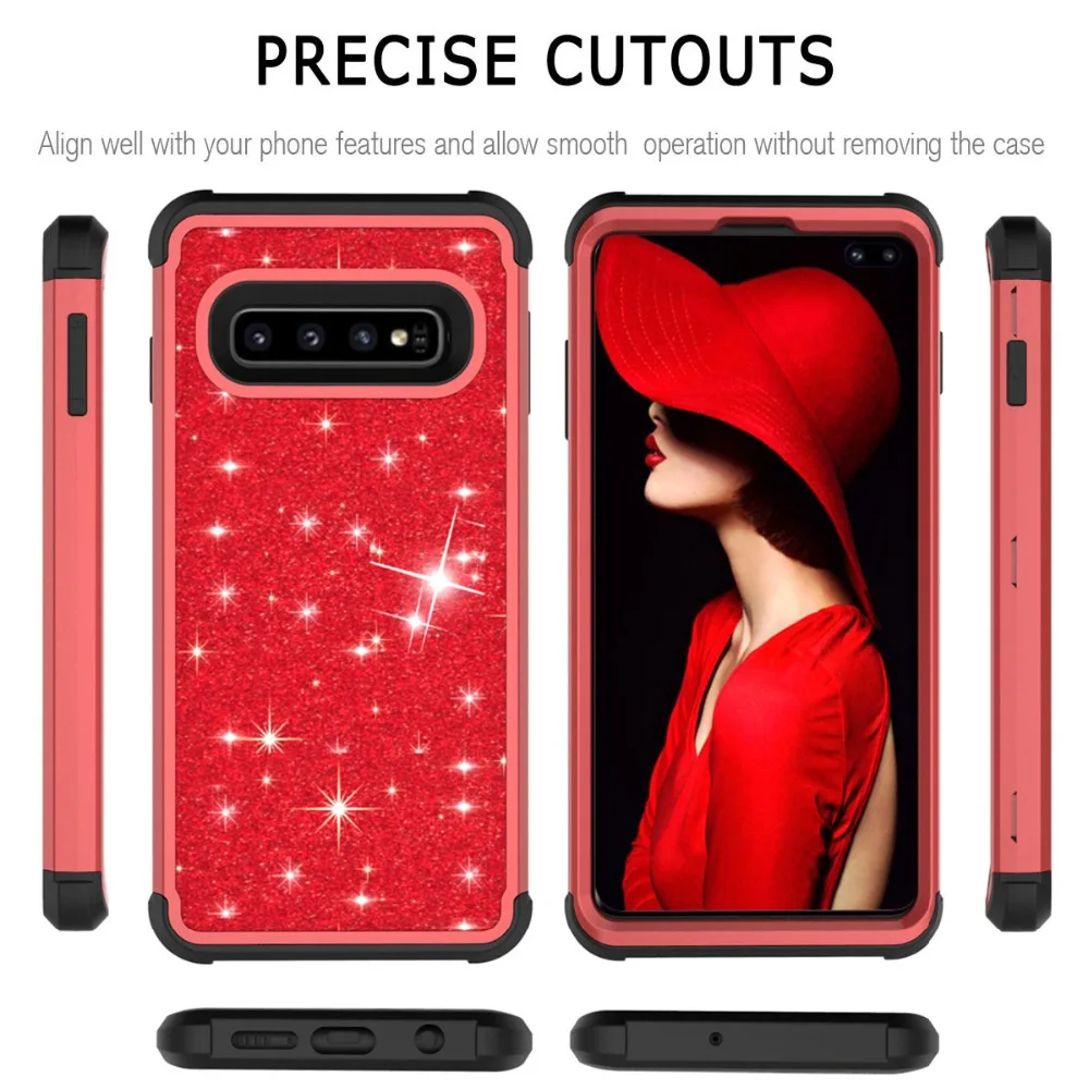 Блестящий блестящий чехол для телефона samsung Galaxy S10/S10e/S10+ Plus, Гибридный бампер с бриллиантами, противоударный прочный защитный чехол с кристаллами