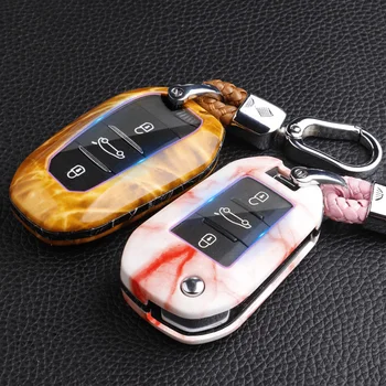 

Marble ABS Car Key Case For Peugeot 3008 2008 308 307 508 301 408 For Citroen C4 C5 C6 C4L CACTUS DS4 DS5L DS6 Elysee Fob Shell