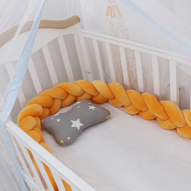 3 метра Детская кровать бампер коса узел Подушка бампер для младенца защита для кроватки бампер Тур де ЛИТ Bebe Tresse декор комнаты - Цвет: Mustard