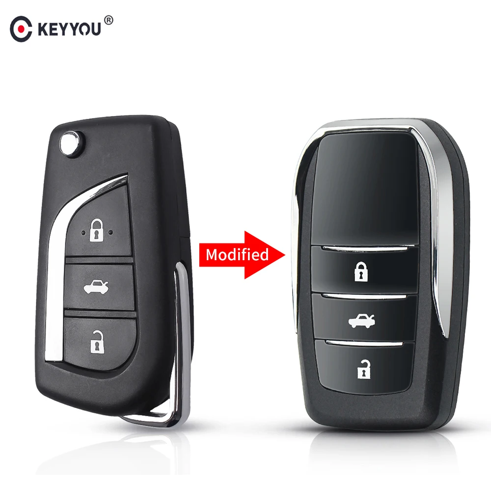 KEYYOU 3 кнопки модифицированный откидной складной дистанционный ключ для Toyota Lewin Camry eiz Highlander Corolla Fob чехол для ключа автомобиля