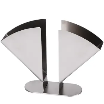 

Stainless Steel Triangular Paper Towel Holder Rack Restaurant Vertical Napkin Clip Dining Table Decoration