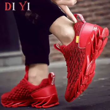 

Fish Scales Man Sneakers Red Mesh Damping Men Running Shoes Men's Sports Lace Up Shoes Sport Big Size Blade Jogging Shoe New A17