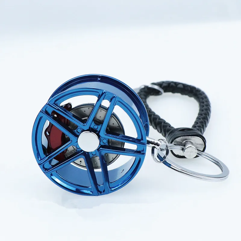 

JDM style large 45mm wheel rear view mirror pendant key chain key chain aluminum brake disc BV leather