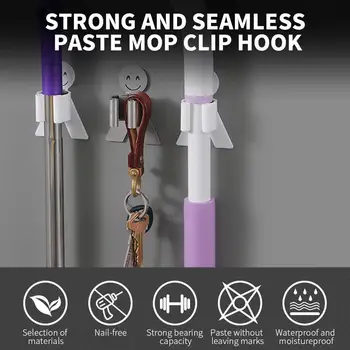 

Wall Hook Bathroom Mop Hook Alete Practical ABS Home Decor Strong Adhesive Shelf Wall Nail Wall Poster Shower Gel