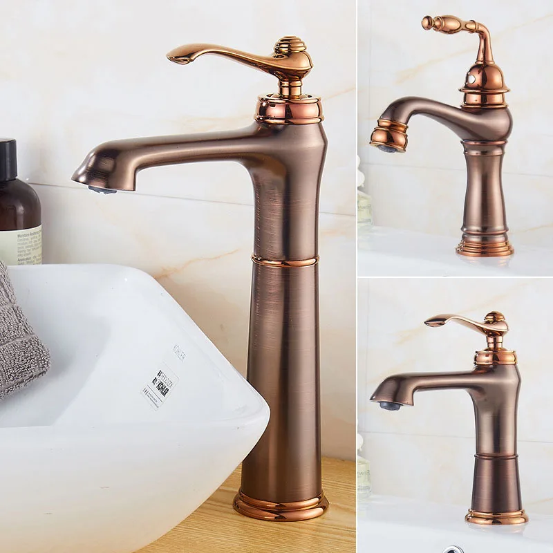 

Brass Hot and Cold Mixer ORB Brown Bathroom Basin Faucet Mixer Single Hole Sink Basin Faucet