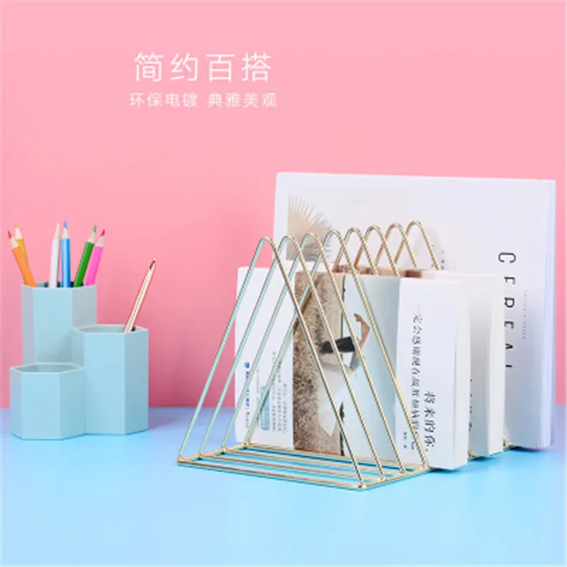 Pokich Creative Iron Small Bookshelf Multi-Function Home Lliving Room Bedroom Desktop Books Finishing Storage Holders Rack
