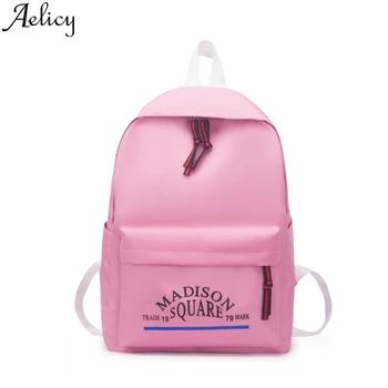 

Aelicy Women Trendy Solid Color Leisure Backpack School Bag For Girls Canvas Travel Shoulder School Simple Rucksack Student Bag