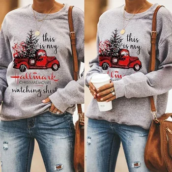 

Winter New Style WOMEN'S Dress Loose-Fit Crew Neck Long Sleeve Printed Hoodie Tops OM9192