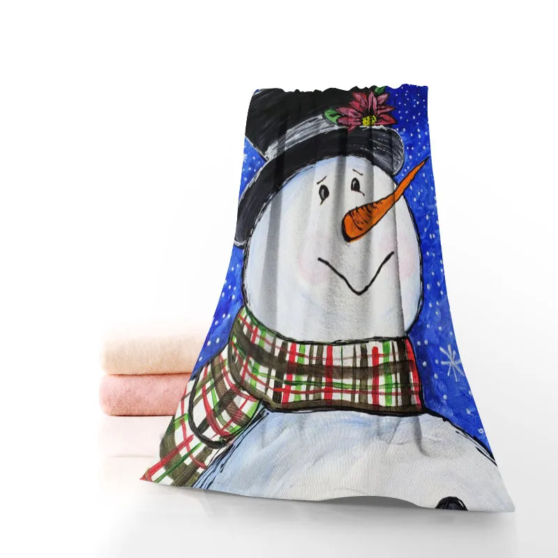 

Custom Xmas Snowman Towel Printed Cotton Face/Bath Towels Microfiber Fabric For Kids Men Women Shower Towels 70X140cm