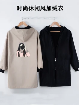 

Apron long sleeve blouse adult coat female winter fashion warm home plus velvet thick kitchen work custom logo