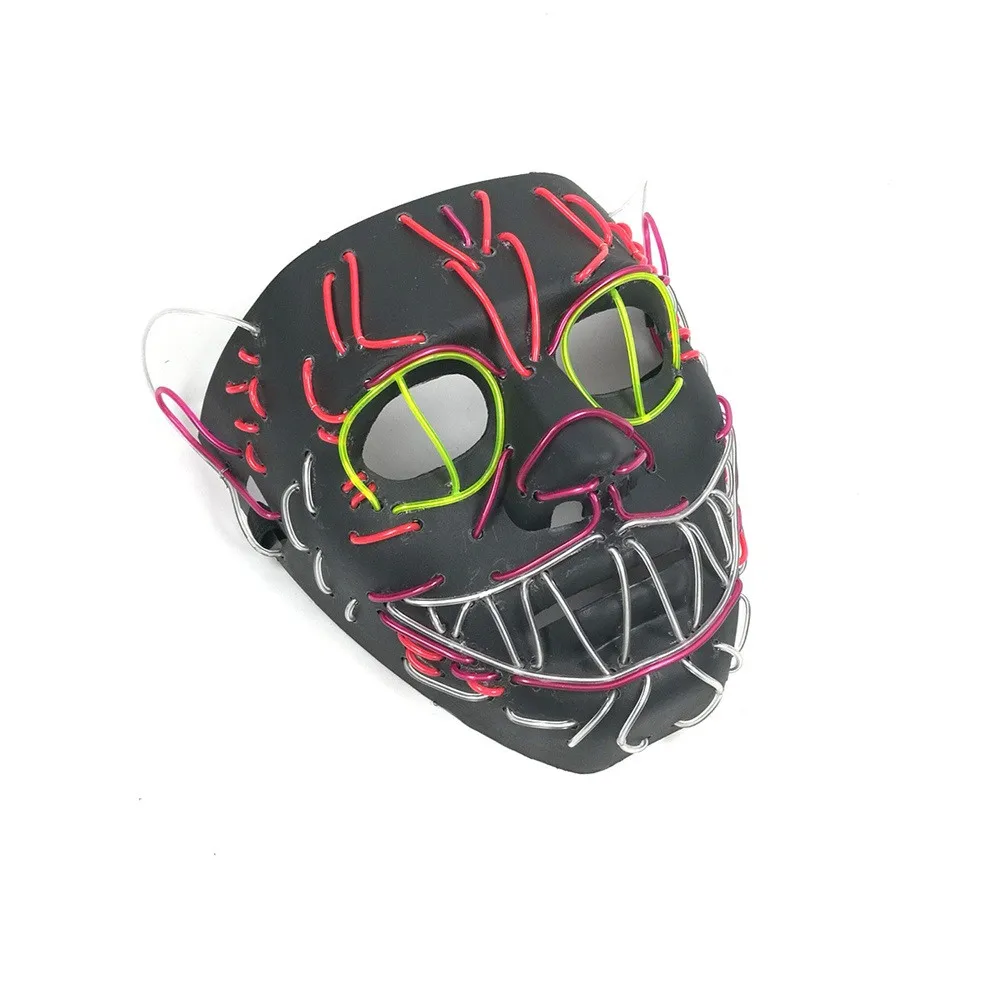 Горячая Распродажа, модная EL Wire светящаяся маска, светодиодный Вечерние Маски, костюмы на Хэллоуин, маска для Хэллоуина, страшная тема, вечерние украшения