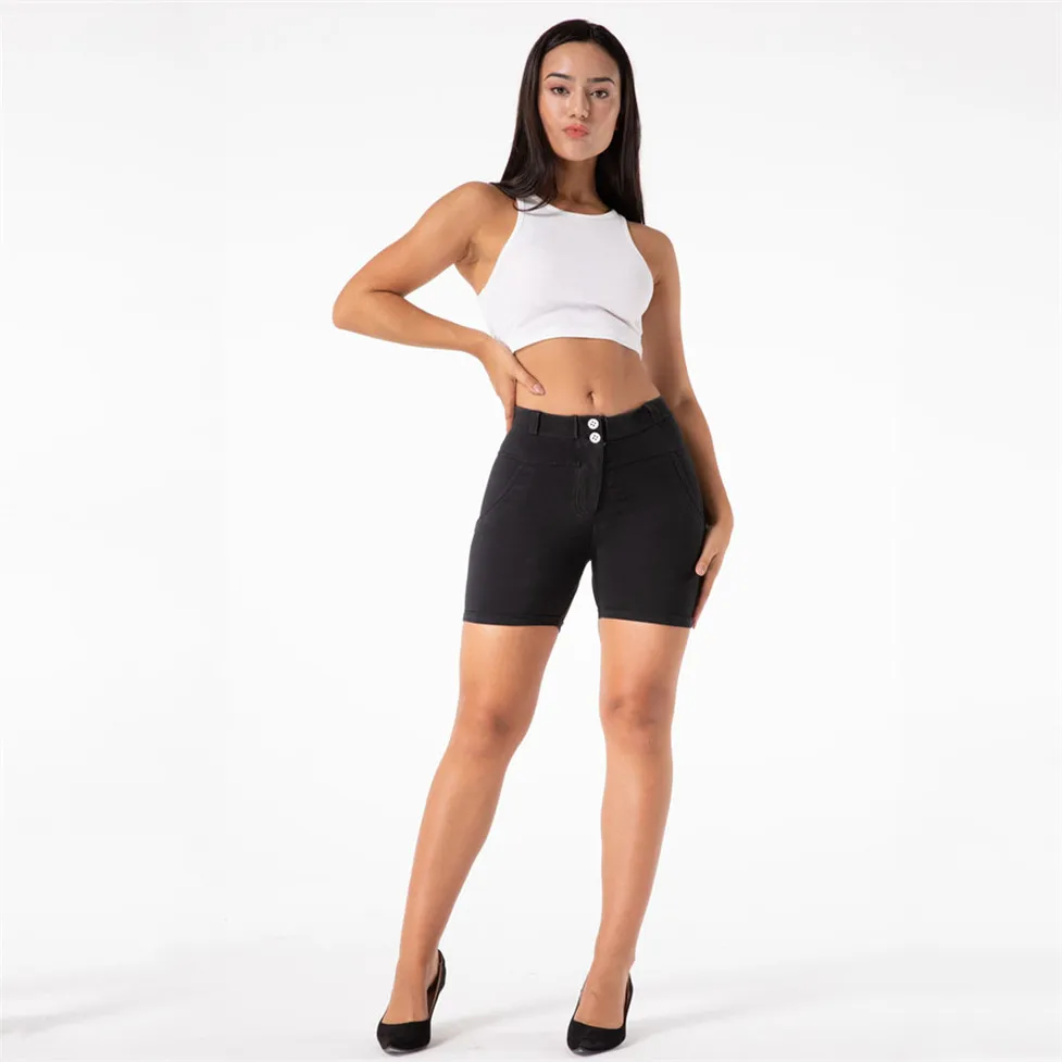 Melody Women's Shorts Summer Pants Fashion Short Black Denim Skinny Jeans Short For Girls Body Slimming Shaper Push Up Jean