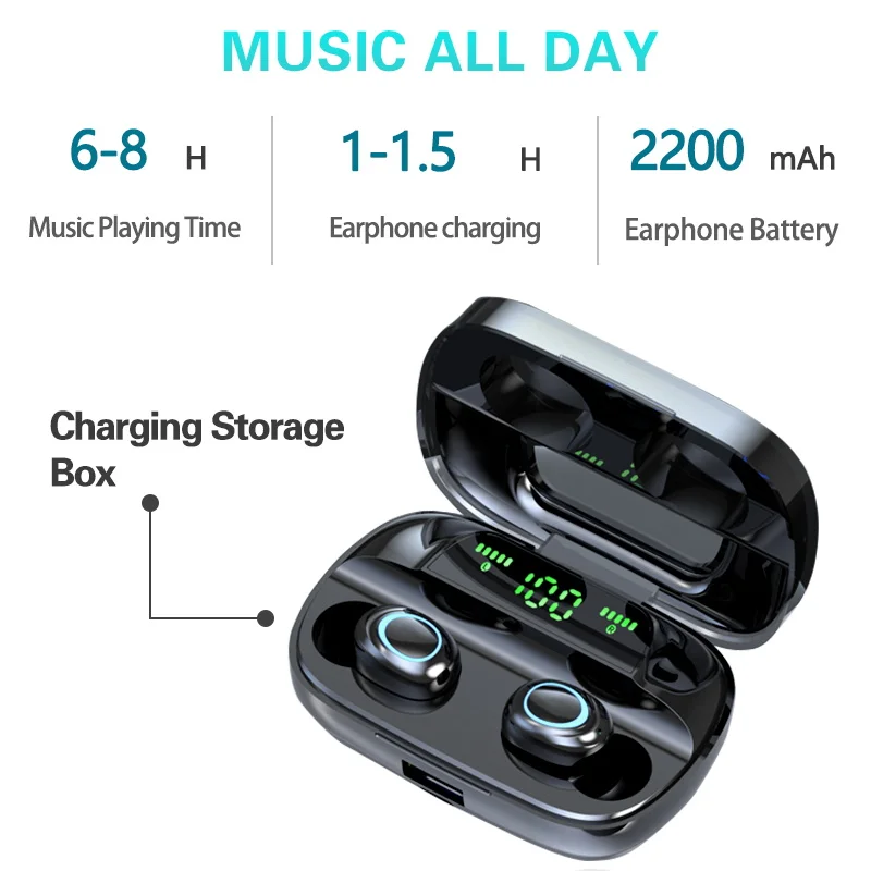 Новинка 2020 TWS Мини Bluetooth наушники V5.0 стерео беспроводные водонепроницаемые