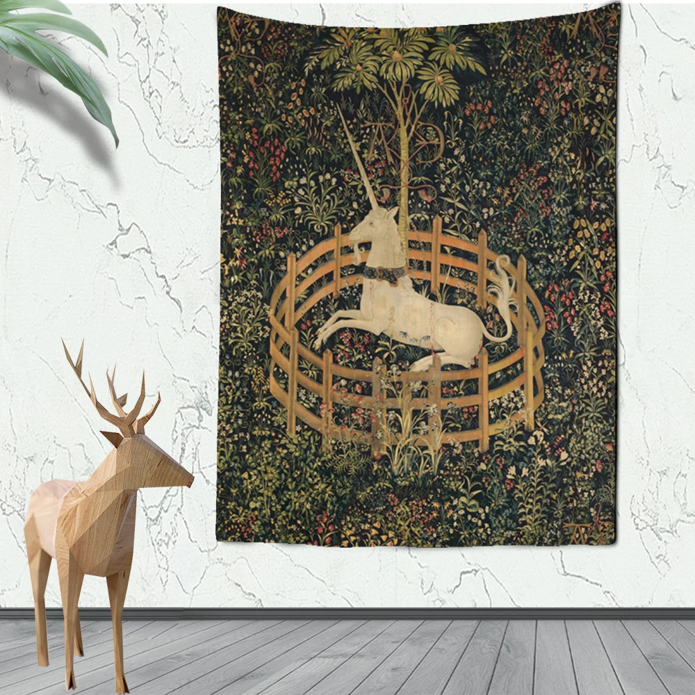 The Unicorn In Captivity Wall Tapestry Cover Beach Towel Picnic Yoga Mat Home Decoration Animal Wall Covering